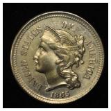 1865 3 CENT NICKEL PIECE CH BU