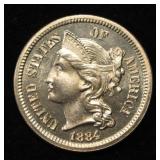 1884 3 CENT NICKEL PIECE GEM PROOF CAMEO