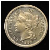 1883 3 CENT NICKEL PIECE GEM PROOF CAMEO
