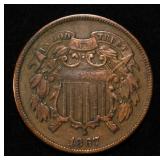 1867 2 CENT PIECE XF