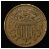 1864 2 CENT PIECE LARGE MOTTO AU