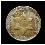 1851-O 3 CENT PIECE AU/BU