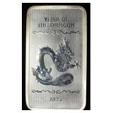 YEAR OF THE DRAGON 10 OZ .999 SILVER BAR