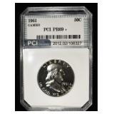 1961 FRANKLIN HALF PCI SUPERB GEM+ PROOF CAMEO