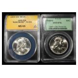 (2) GRADED FRANKLIN HALF DOLLARS