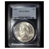 1923 PEACE DOLLAR PCGS MS62
