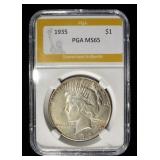1935 PEACE DOLLAR PGA GEM BU
