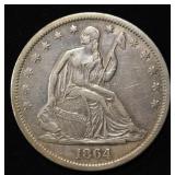1864-S SEATED LIBERTY HALF DOLLAR XF