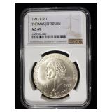 1993-P THOMAS JEFFERSON SILVER COMMEM $1 NGC MS 69