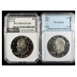 (2)1972-S AG EISENHOWER $1 PCI&NNC PERFECT GEM PR