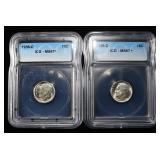 1958-D & 1956-D ROOSEVELT DIMES ICG MS67+
