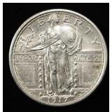 1917-D T-1 STANDING LIBERTY QUARTER CH BU
