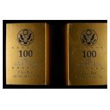 (2) 100 NET GRAMS VAULT TUBE OF PRESIDENT DOLLARS