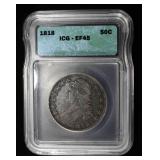 1818 BUST HALF DOLLAR ICG EF-45