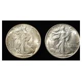 1945 & 1946 WALKING LIBERTY HALVES CH BU