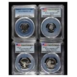 (2) ROOSEVELT DIMES & (2) WASHINGTON QUARTERS PCGS