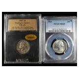 1957 MMNS VF & 1963 PCGS MS65 WASHINGTON QUARTERS