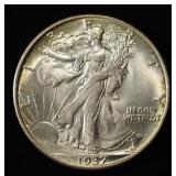 1937 WALKING LIBERTY HALF CH/GEM BU