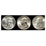 1939-D, 1948-P,D WASHINGTON QUARTERS GEM BU