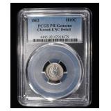 1862 SEATED LIBERTY HALF DIME PCGS UNC DETAILS