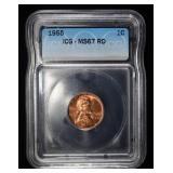1955 WHEAT CENT ICG MS67 RD