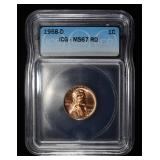 1958-D WHEAT CENT ICG MS67 RD