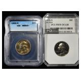(2) GRADED WASHINGTON QUARTERS