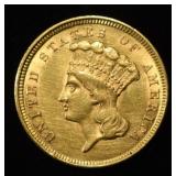 1854 $3 PRINCESS GOLD NICE BU