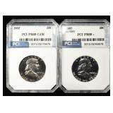 (2) 1962 FRANKLIN HALF PCI SUPERB GEM+ PROOF