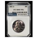 1961-D FRANKLIN HALF DOLLAR PCI GEM BU FBL
