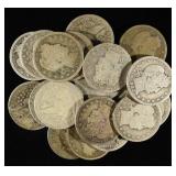 (20) 90% SILVER BARBER QUARTERS