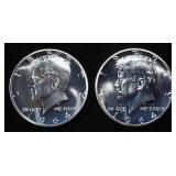 (2) 90% SILVER 1964 KENNEDY HALF DOLLARS PROOF BU