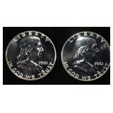 (2) 90% SILVER 1961 FRANKLIN HALF DOLLARS PROOF BU