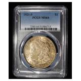 1921-S MORGAN DOLLAR PCGS MS-64 TONED