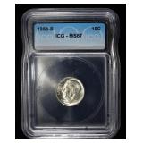 1953-S ROOSEVELT DIME ICG MS67