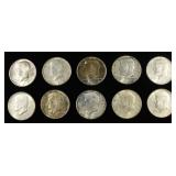 (10) 90% SILVER KENNEDY HALF DOLLARS