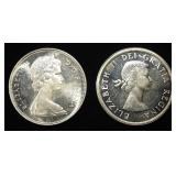 1963 & 1966 $1 CANADA 80% SILVER BU