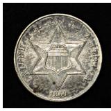 1860 3 CENT PIECE CH BU