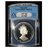 1992 50P 92.5% SILVER ANACS PF68 DCAM