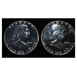 (2) 90% SILVER 1961 FRANKLIN HALF DOLLARS PROOF BU