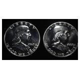 (2) 90% SILVER  FRANKLIN HALF DOLLARS PROOF BU