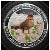 PENNSLYVANIA RUFFLED GROUSE 1 OZ .999 SILVER ROUND