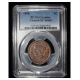 1850 BRAIDED HAIR LARGE CENT PCGS GENUINE