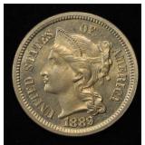 1889 3 CENT NICKEL PIECE GEM PROOF CAMEO