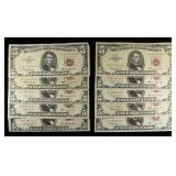 (10) $5 RED SEAL NOTES