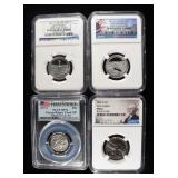 (4) GRADED WASHINGTON QUARTERS