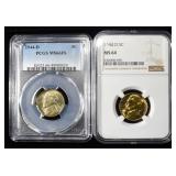 (2) GRADED JEFFERSON NICKELS