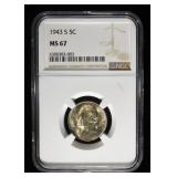 1943-S JEFFERSON NICKEL NGC MS67