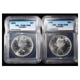 (2) 1964 CHARLOTTETOWN CANADIAN $1 ICG PL66 CAM