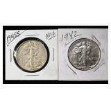 1942 & 1945-S WALKING LIVBERTY HALF DOLLARS